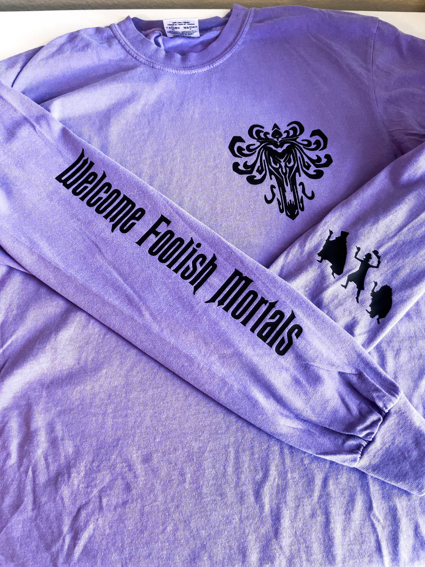 Welcome Foolish Mortals - 99 Haunts Comfort Colors Long Sleeve - The Bold Designer