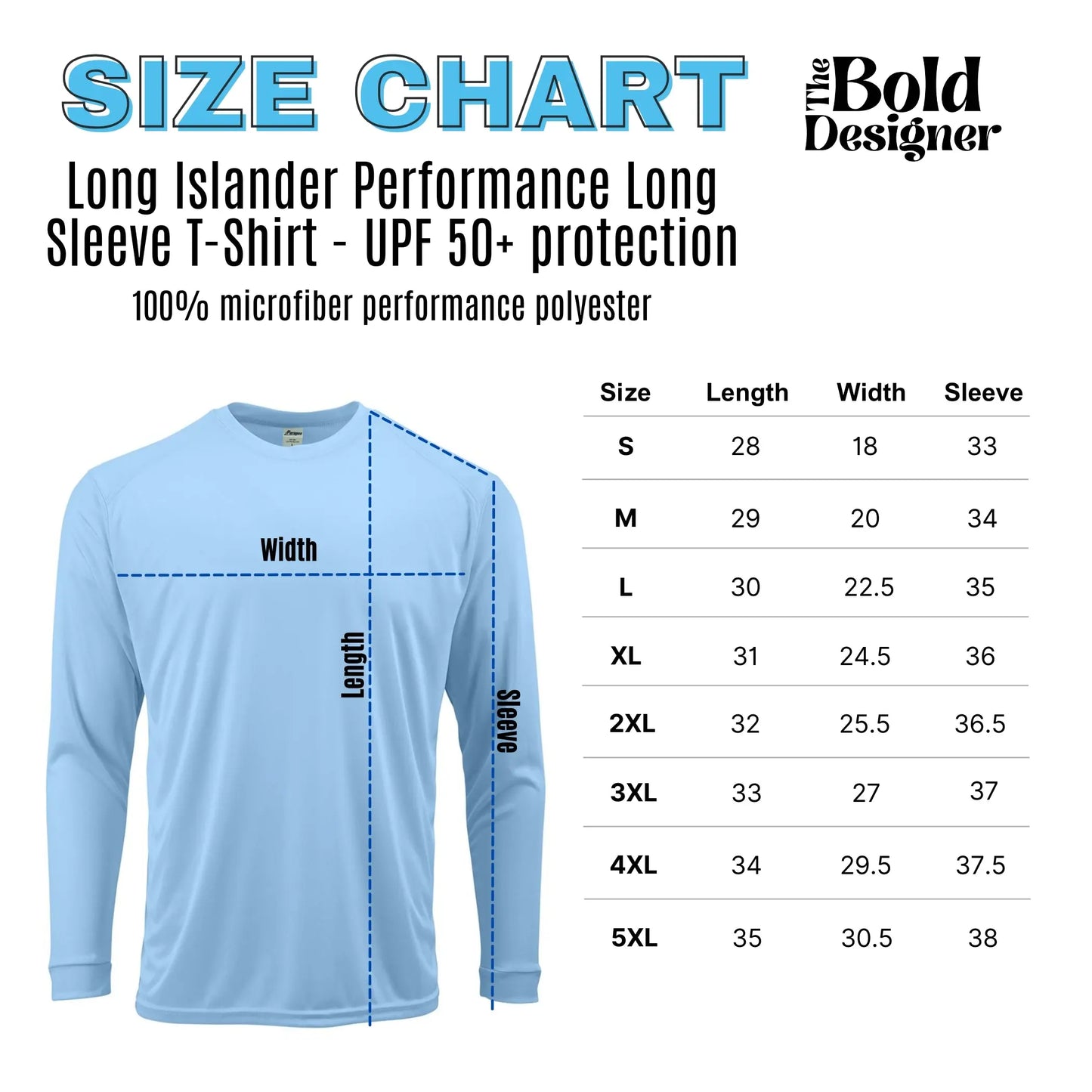 50+ UPF Sun Protection Long Sleeve Size Chart Shirt, Disney Beach and Pool Long Sleeve - The Bold Designer