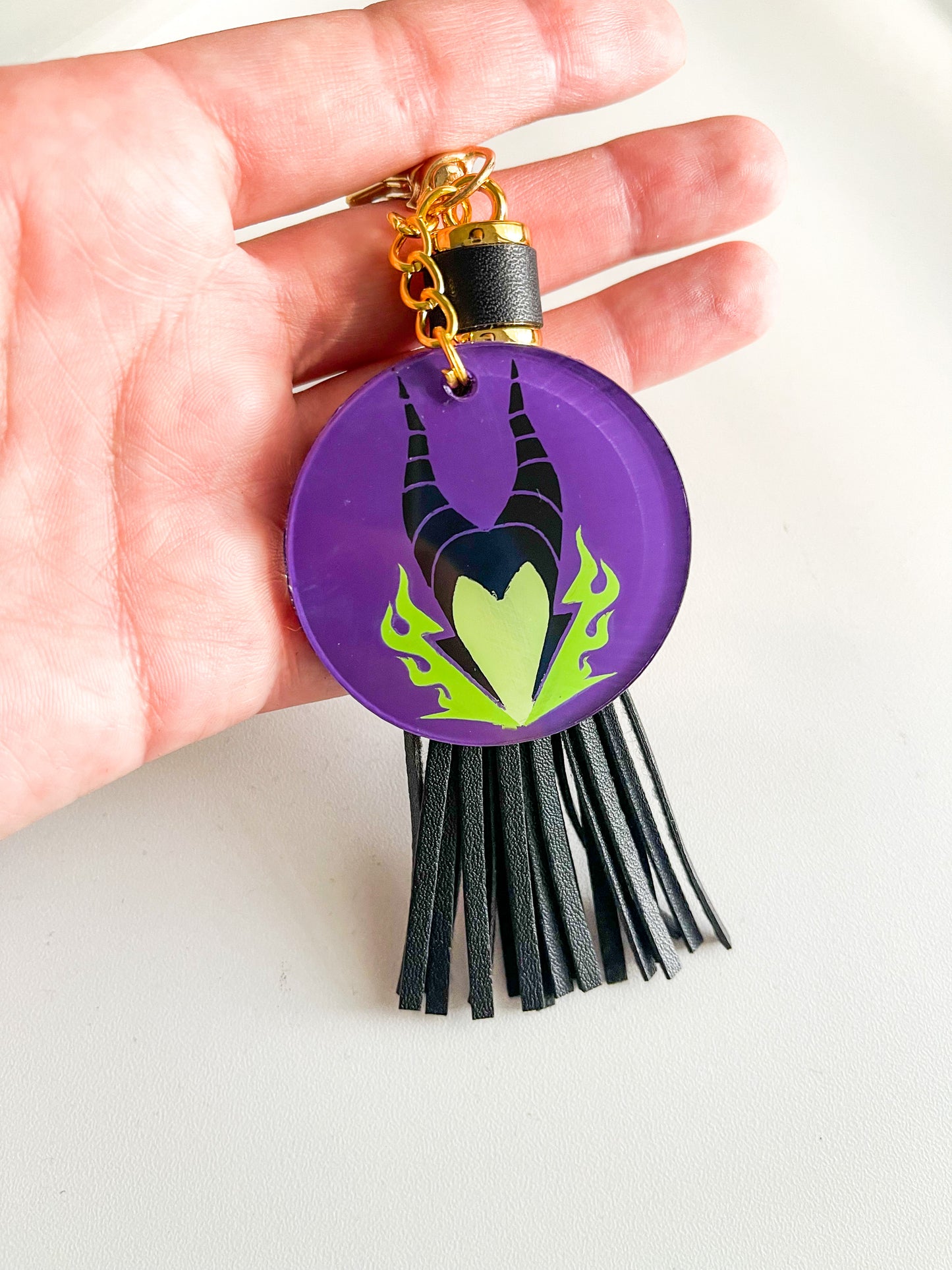 Maleficent Keyring Acrylic Hand Painted Back Keychain | Villain-Inspired Acrylic Keychain - The Bold Designer