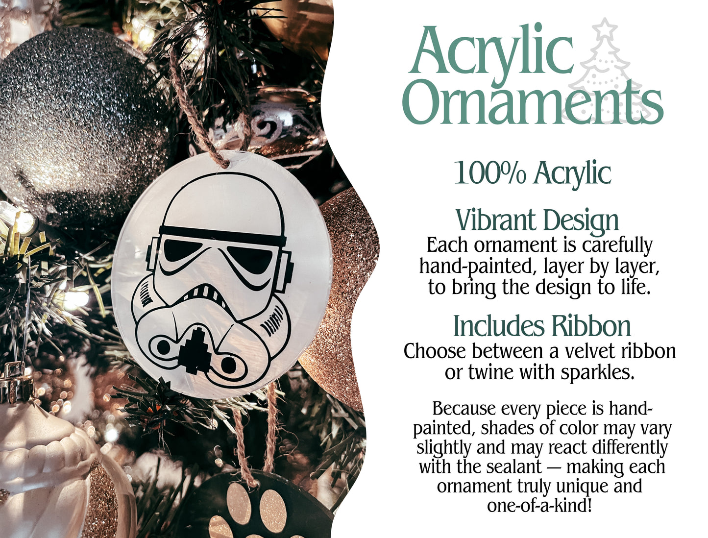 Stormtrooper Star Wars Inspired Hand-Painted Acrylic Christmas Ornament
