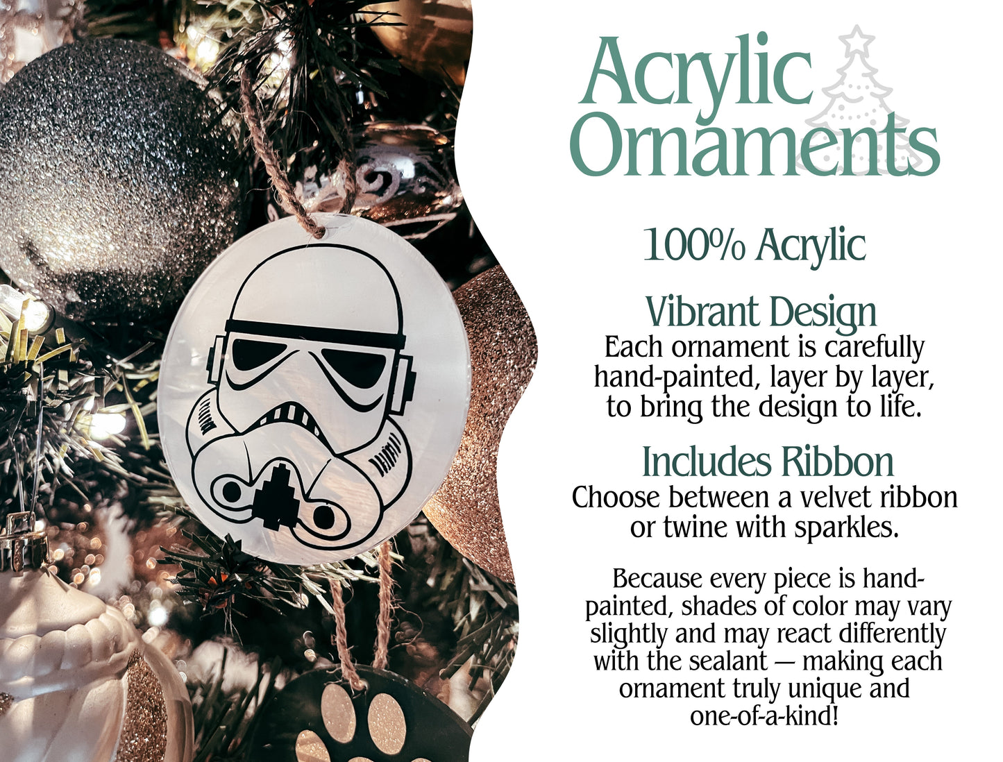 Stormtrooper Star Wars Inspired Hand-Painted Acrylic Christmas Ornament