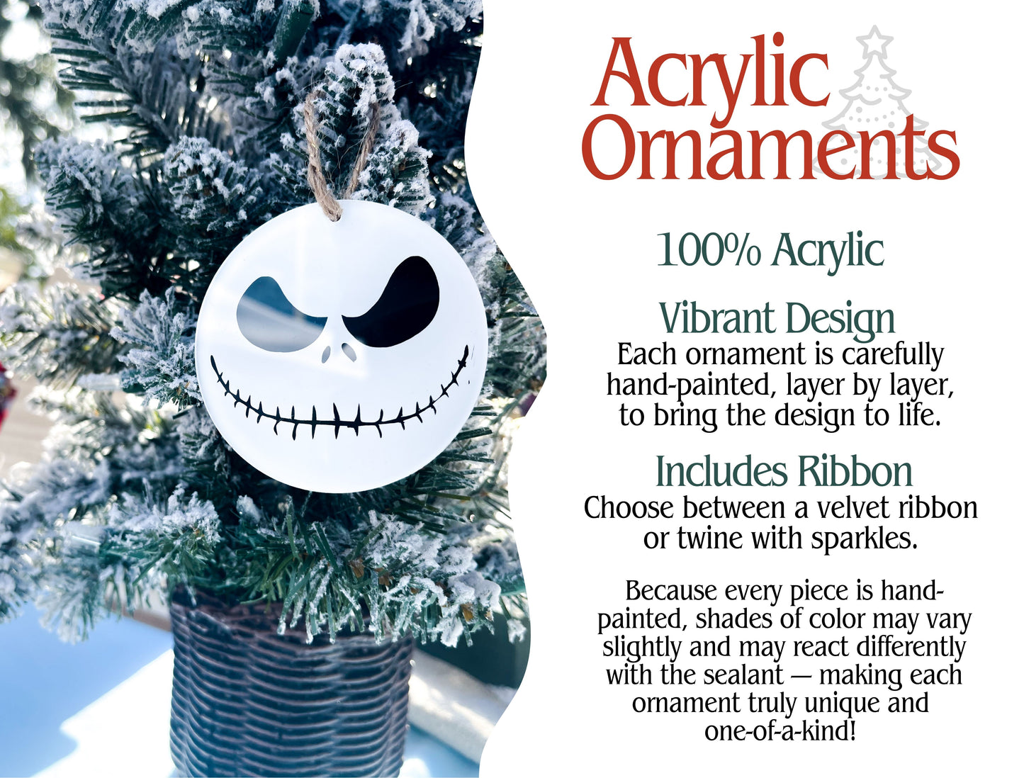 Jack Skellington Inspired Hand-Painted Acrylic Christmas Ornament