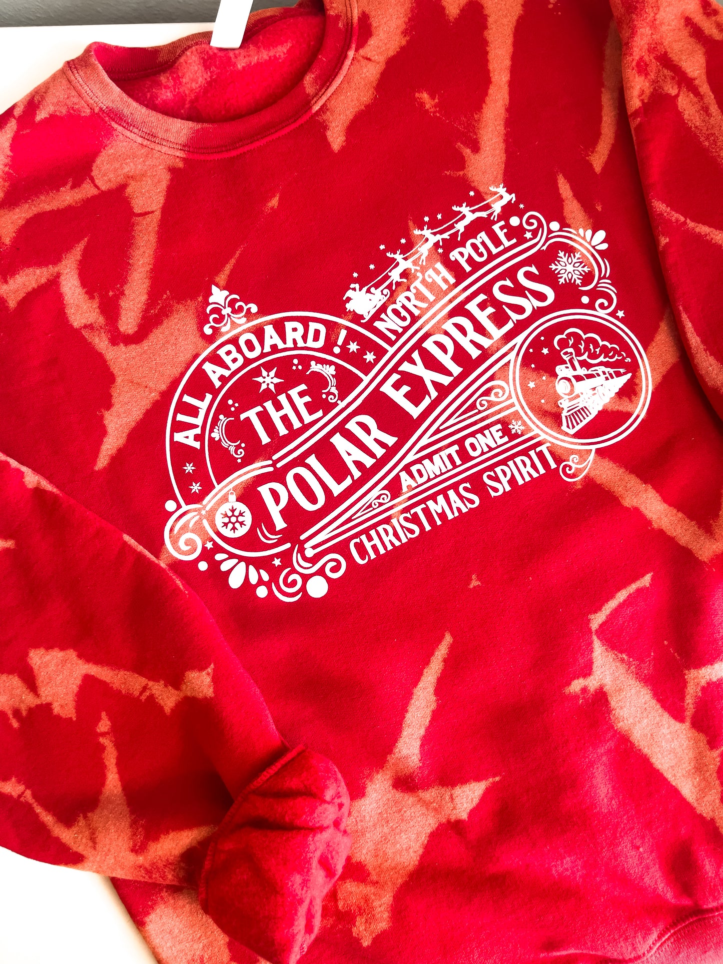 All Aboard The Polar Express Dye Crewneck Sweatshirt - The Bold Designer