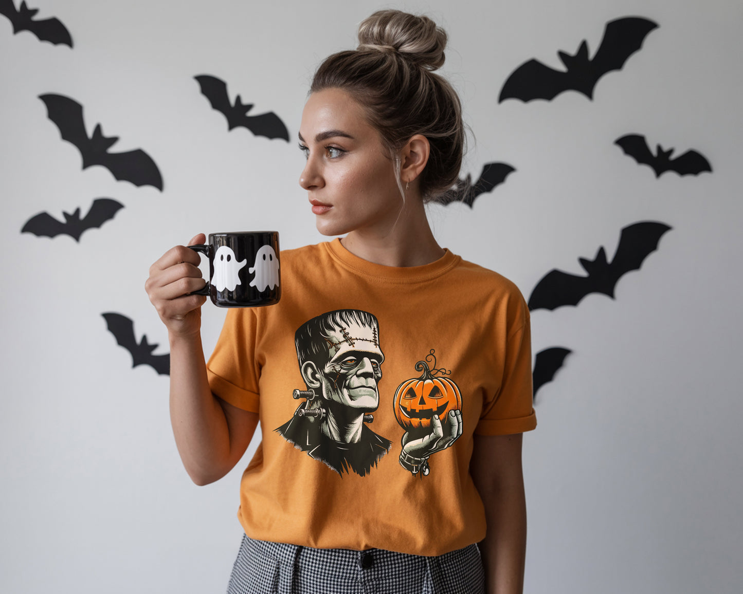 Frankenstein & Pumpkin Comfort Colors Halloween Shirt
