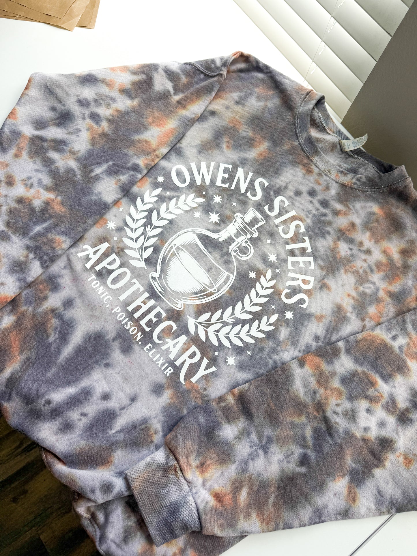 Owens Sisters Apothecary Tie Dye Crewneck Sweatshirt – Practical Magic Inspired Witch Sweatshirt