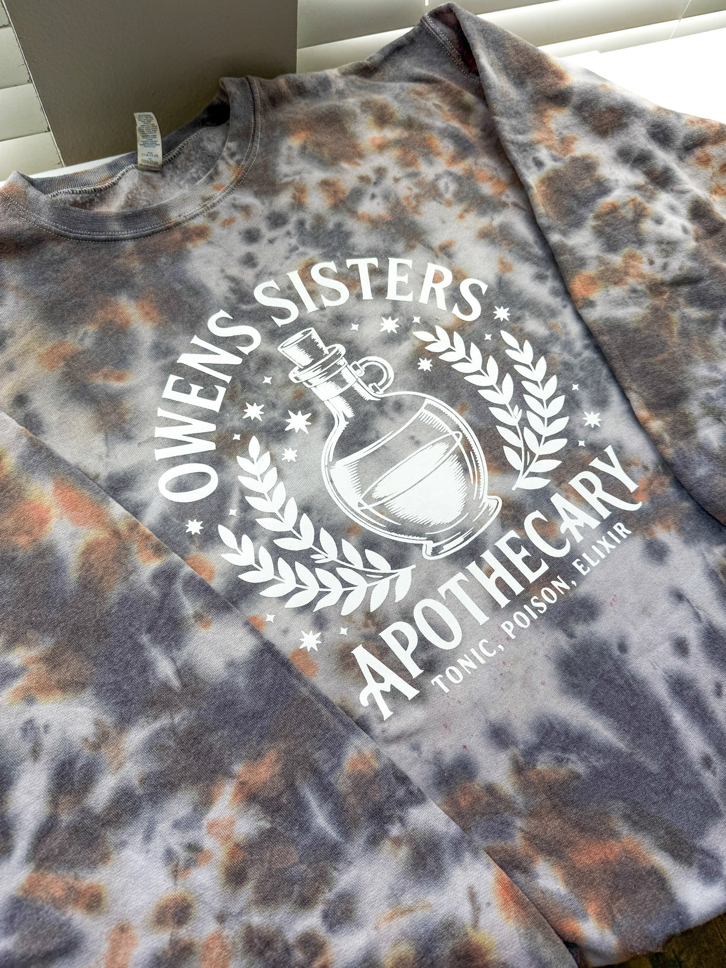 Owens Sisters Apothecary Tie Dye Crewneck Sweatshirt – Practical Magic Inspired Witch Sweatshirt