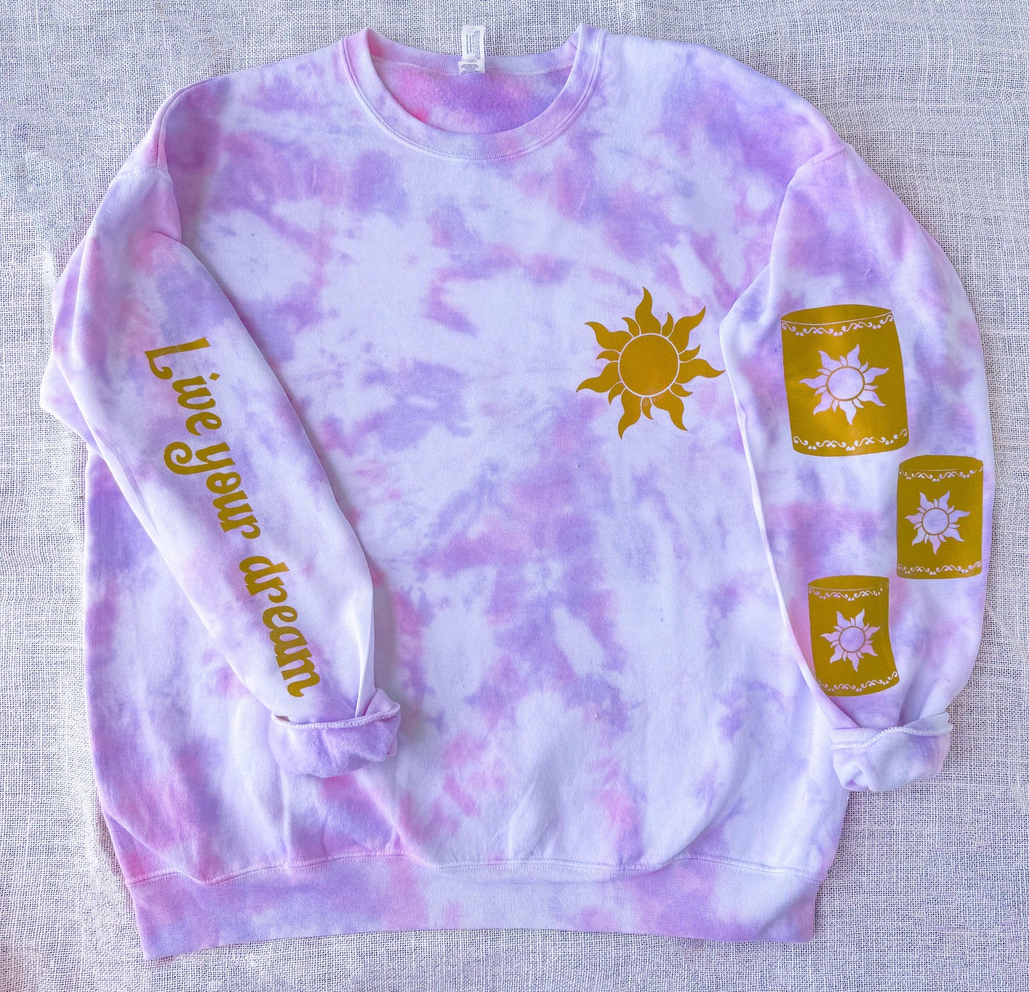 Live Your Dream Tangled Rapunzel Inspired Tie Dye Crewneck Sweatshirt, WDW Princess Inspired Sweatshirt