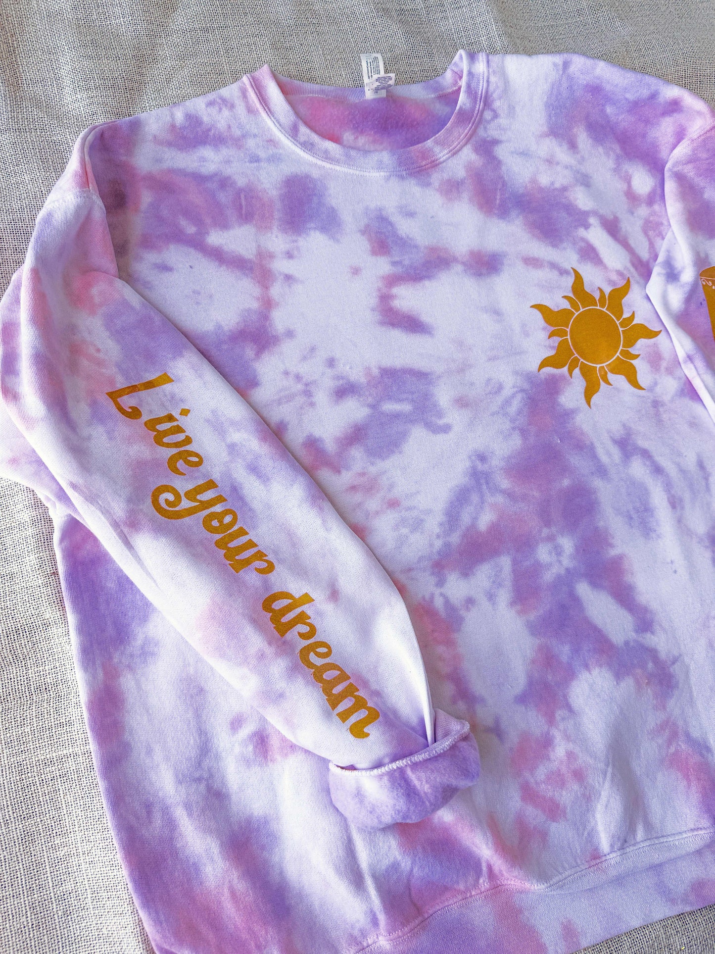 Live Your Dream Tangled Rapunzel Inspired Tie Dye Crewneck Sweatshirt, WDW Princess Inspired Sweatshirt