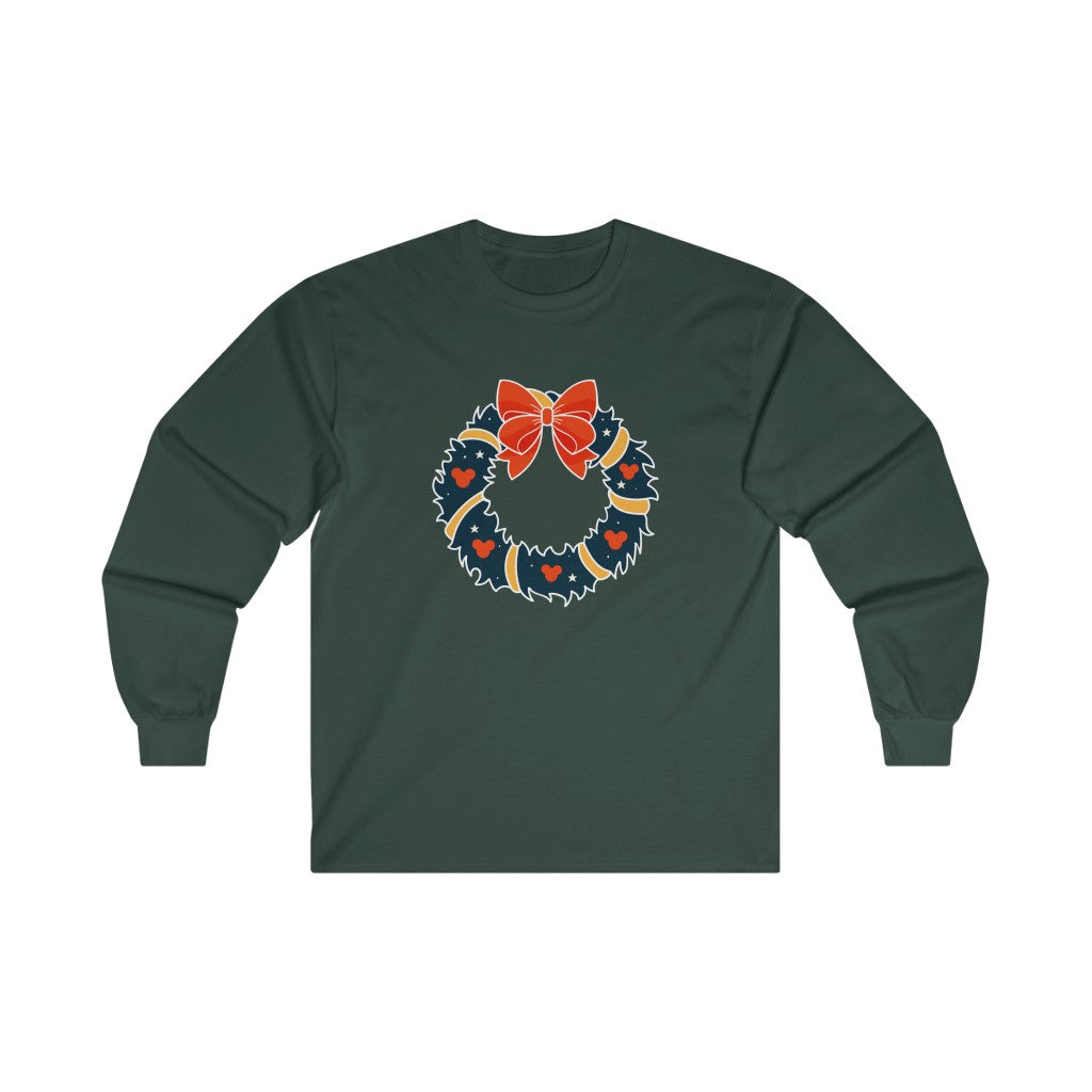Magical Mouse Christmas Wreath Long Sleeve Tee - The Bold Designer