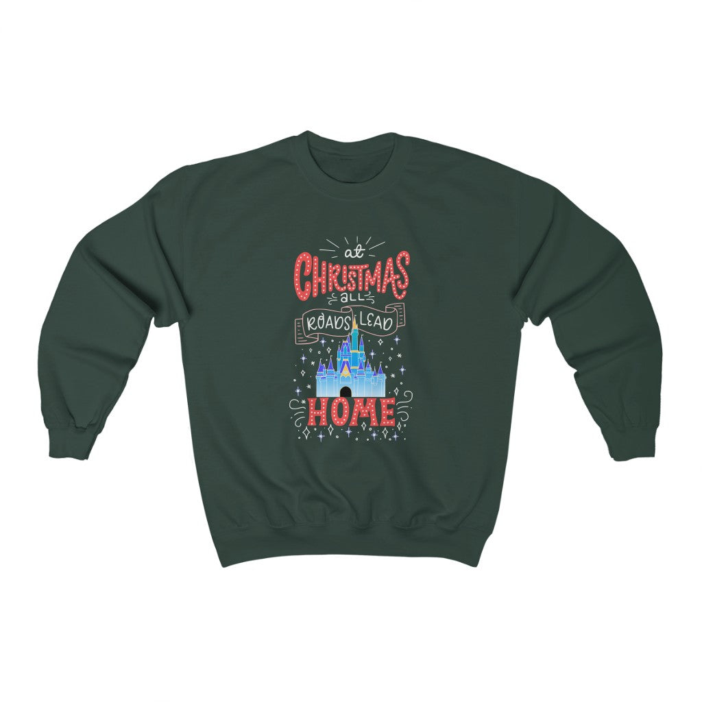 At Christmas all roads lead Home Magic Kingdom Unisex Heavy Blend™ Crewneck Sweatshirt