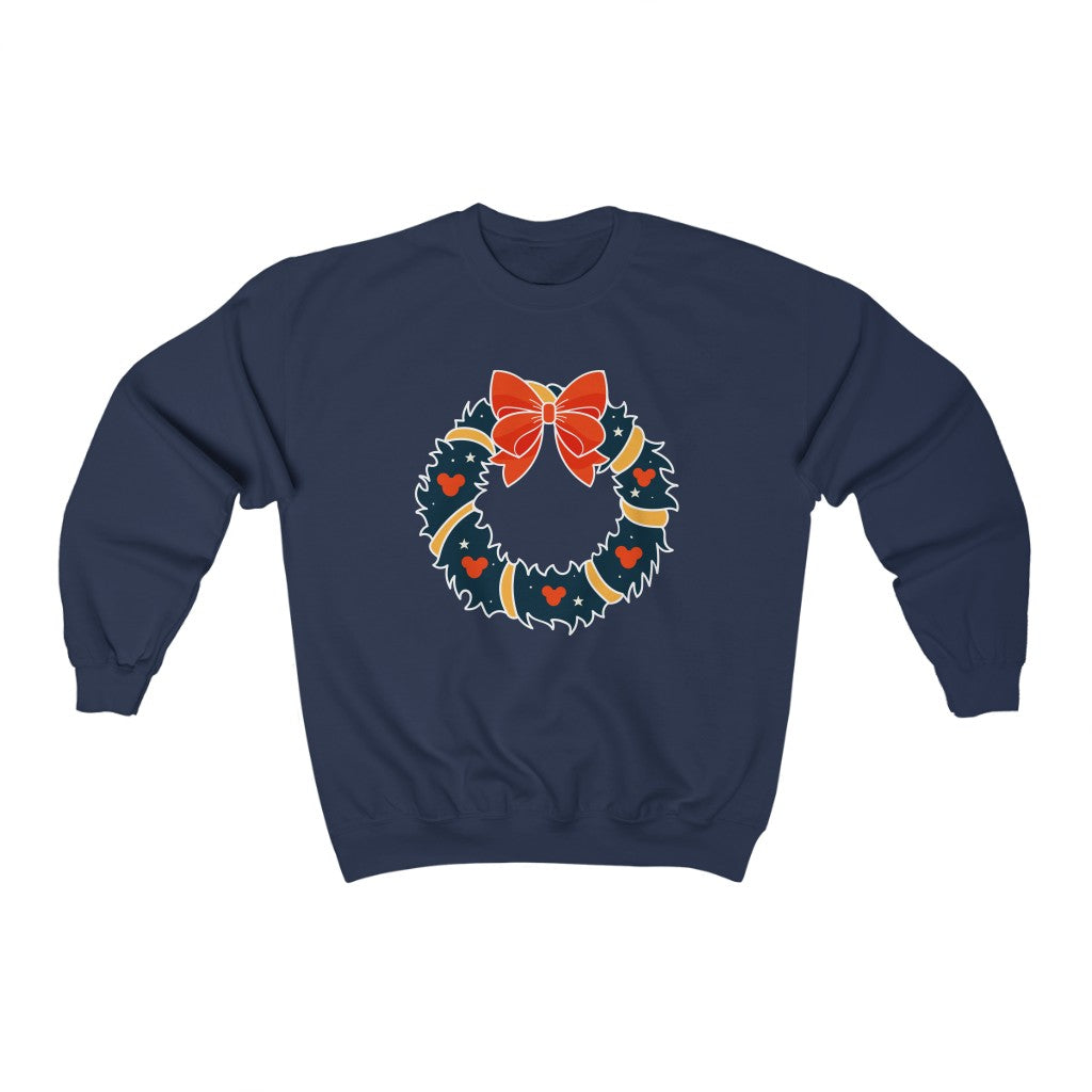 Magical Mouse Christmas Wreath Crewneck Sweatshirt - The Bold Designer
