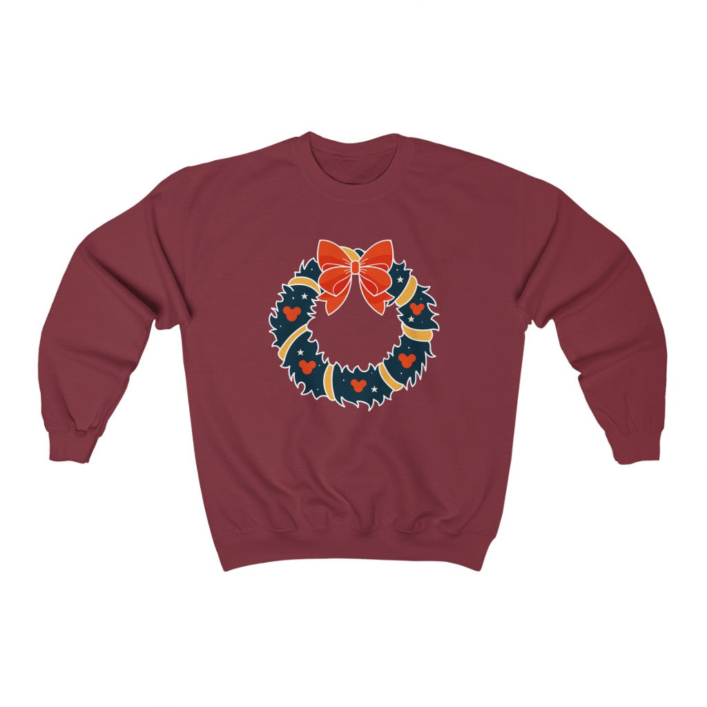 Magical Mouse Christmas Wreath Crewneck Sweatshirt - The Bold Designer