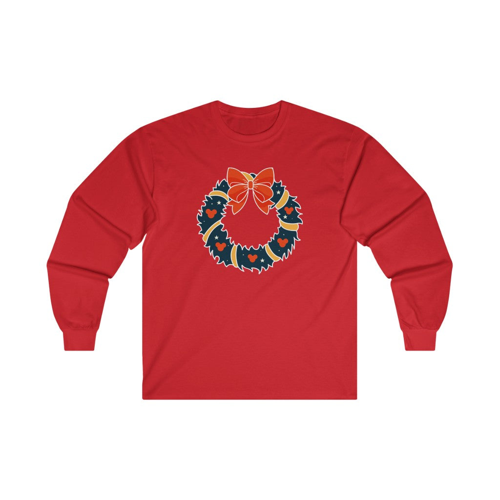 Magical Mouse Christmas Wreath Long Sleeve Tee