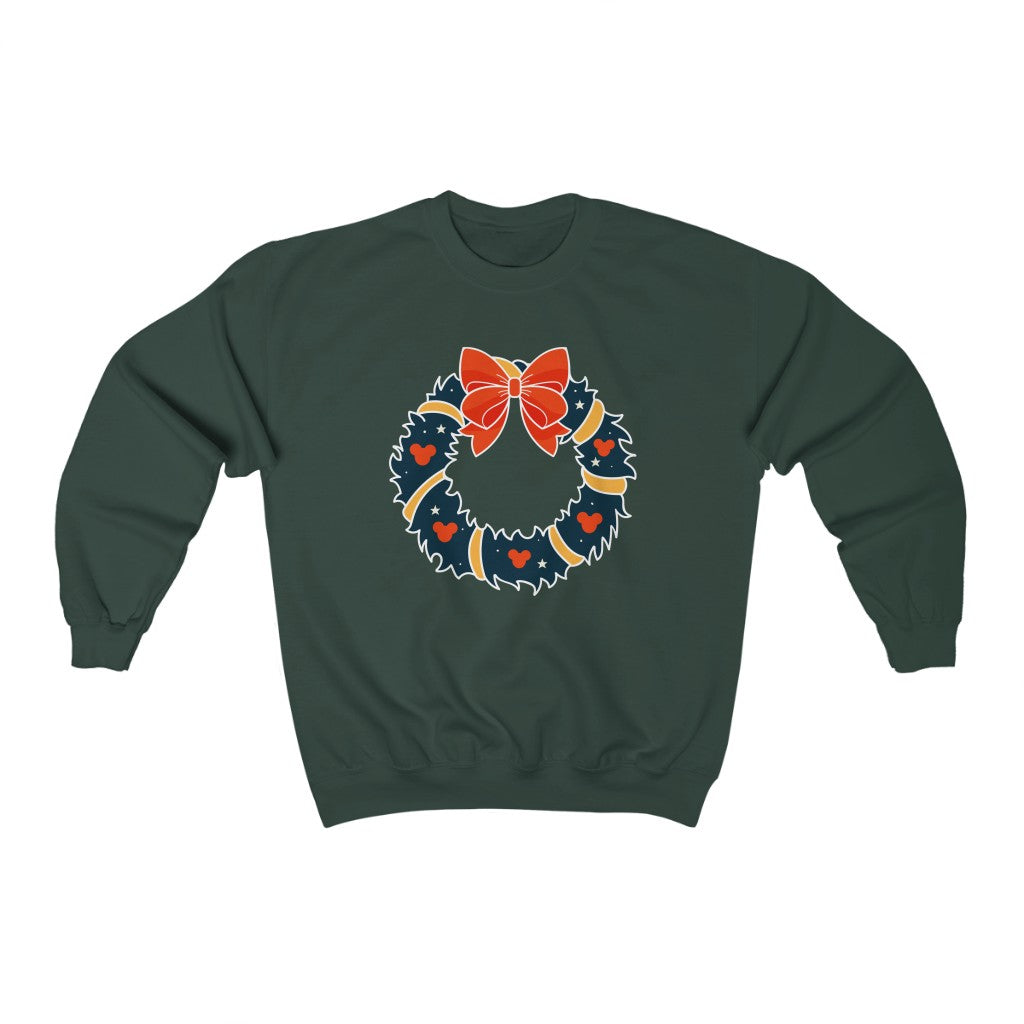 Magical Mouse Christmas Wreath Crewneck Sweatshirt - The Bold Designer