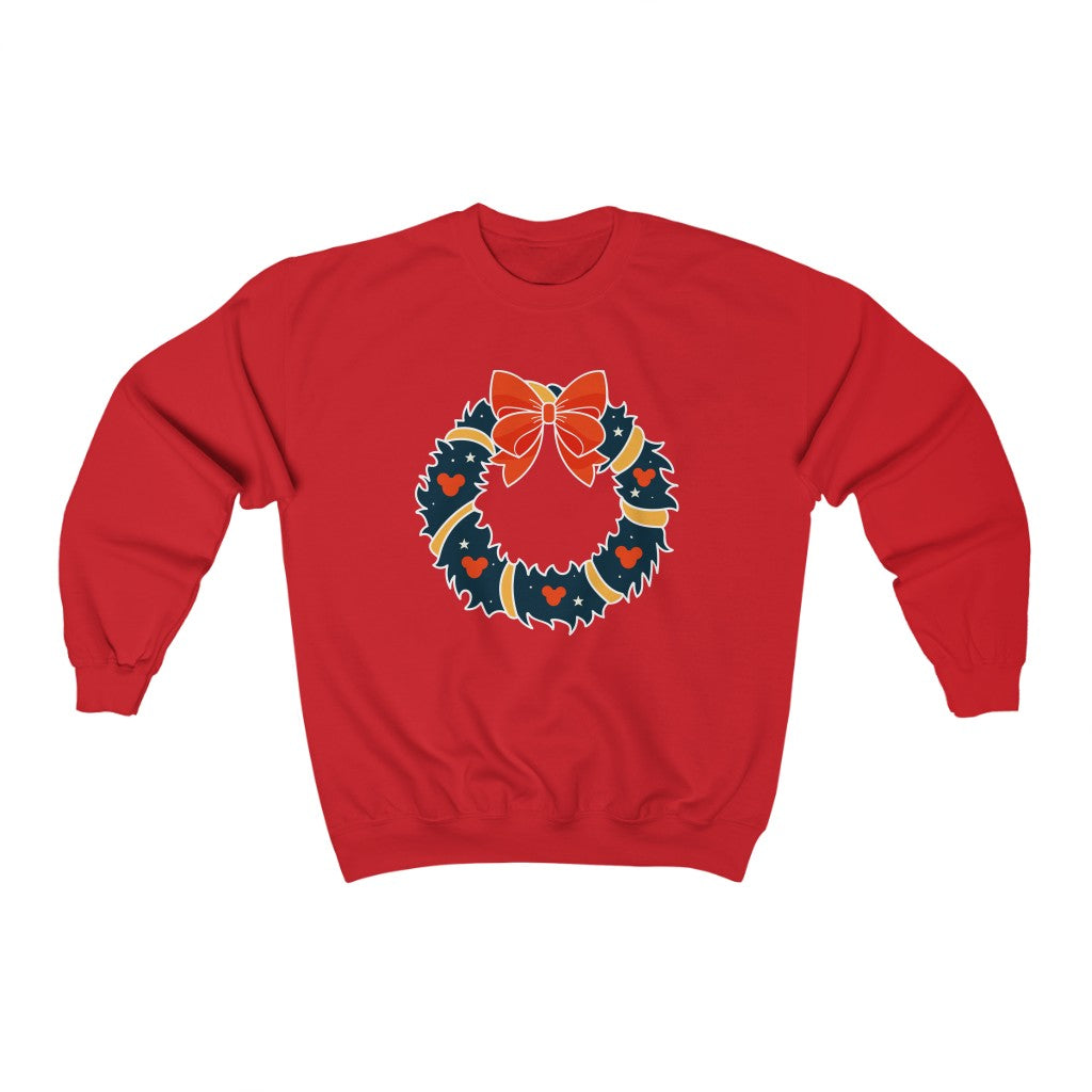 Magical Mouse Christmas Wreath Crewneck Sweatshirt - The Bold Designer