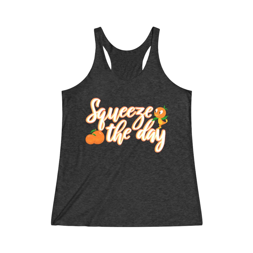 Squeeze the day Orange Bird Flower and Garden Festival Tri-Blend Racerback Tank