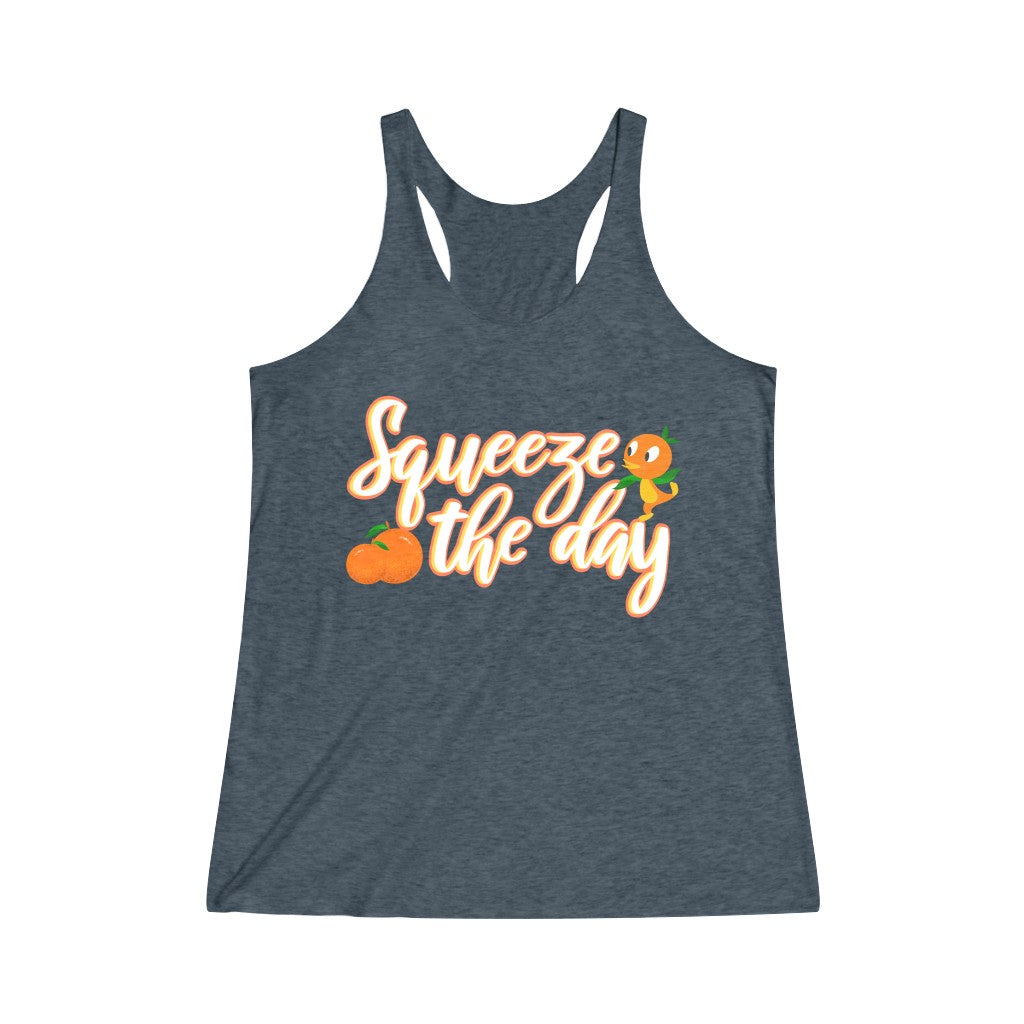 Squeeze the day Orange Bird Flower and Garden Festival Tri-Blend Racerback Tank