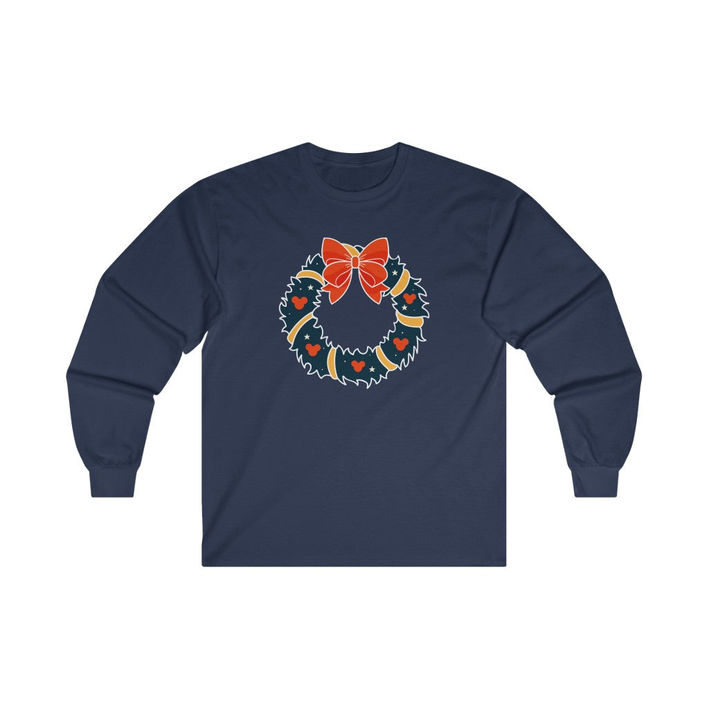 Magical Mouse Christmas Wreath Long Sleeve Tee