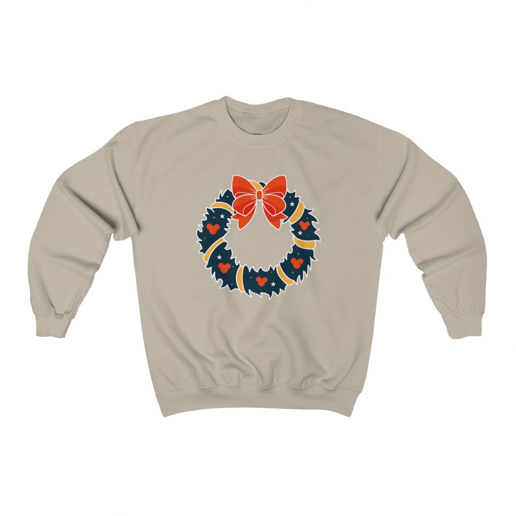 Magical Mouse Christmas Wreath Crewneck Sweatshirt - The Bold Designer