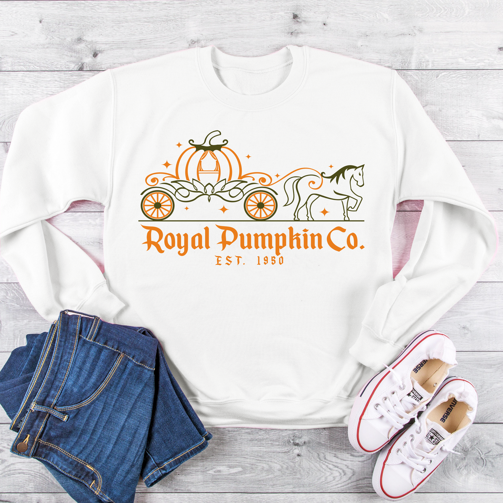 Royal Pumpkin Co Cinderella Fall Heavy Blend™ Crewneck Sweatshirt - The Bold Designer