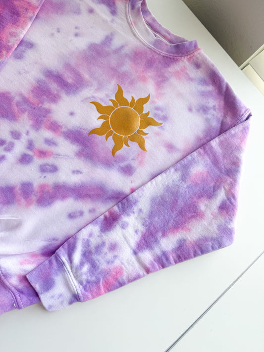 Tangled Sun Rapunzel Inspired Tie Dye Crewneck Sweatshirt, WDW Princess Inspired Sweatshirt