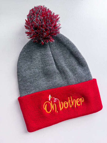 Oh Bother Winnie The Pooh-Inspired Embroidered Pom-Pom Beanie 