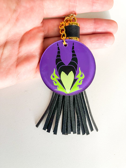 Maleficent Keyring Acrylic Hand Painted Back Keychain | Villain-Inspired Acrylic Keychain