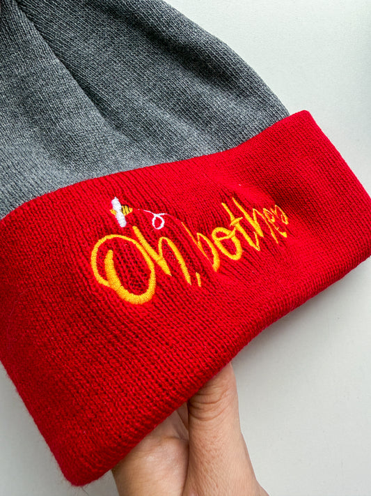Oh Bother Winnie The Pooh-Inspired Embroidered Pom-Pom Beanie