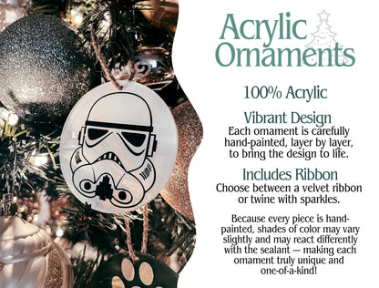 Stormtrooper Star Wars Inspired Hand-Painted Acrylic Christmas Ornament 