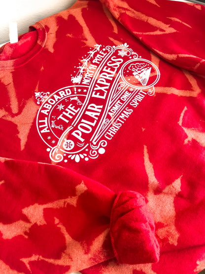 All Aboard The Polar Express Dye Crewneck Sweatshirt - The Bold Designer