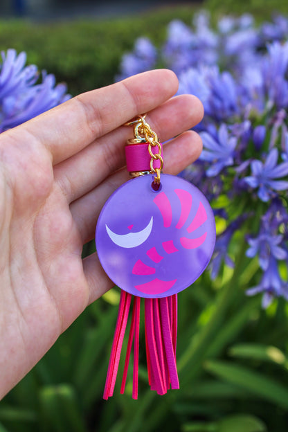 Cheshire Cat-Inspired Hand-Painted Acrylic Keychain