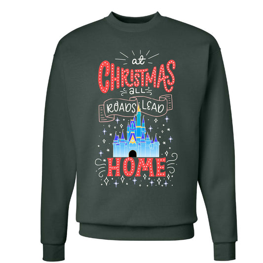 At Christmas all roads lead Home Magic Kingdom Unisex Heavy Blend™ Crewneck Sweatshirt 