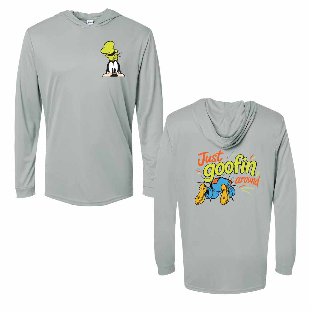 Just Goofin Around Goofy-Inspired 50+ UPF Unisex Dri-Fit Performance Hooded Long Sleeve Shirt (Copy) 