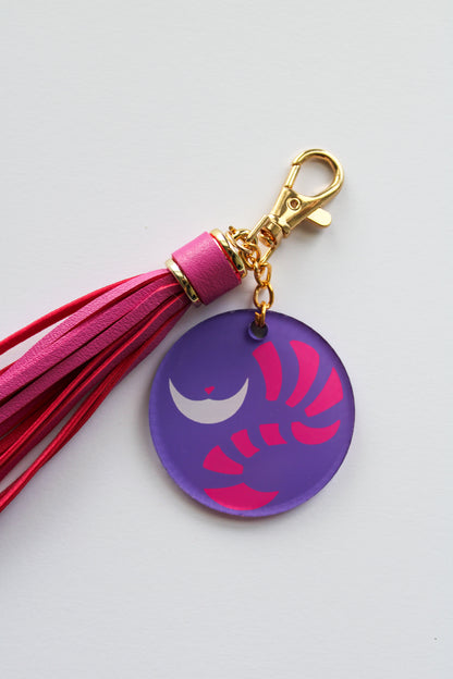Cheshire Cat-Inspired Hand-Painted Acrylic Keychain 