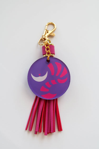 Cheshire Cat-Inspired Hand-Painted Acrylic Keychain 