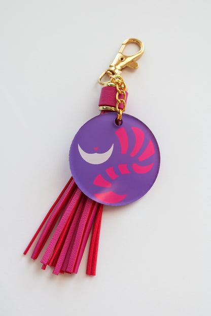 Cheshire Cat-Inspired Hand-Painted Acrylic Keychain 