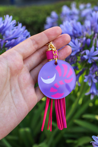 Cheshire Cat-Inspired Hand-Painted Acrylic Keychain 
