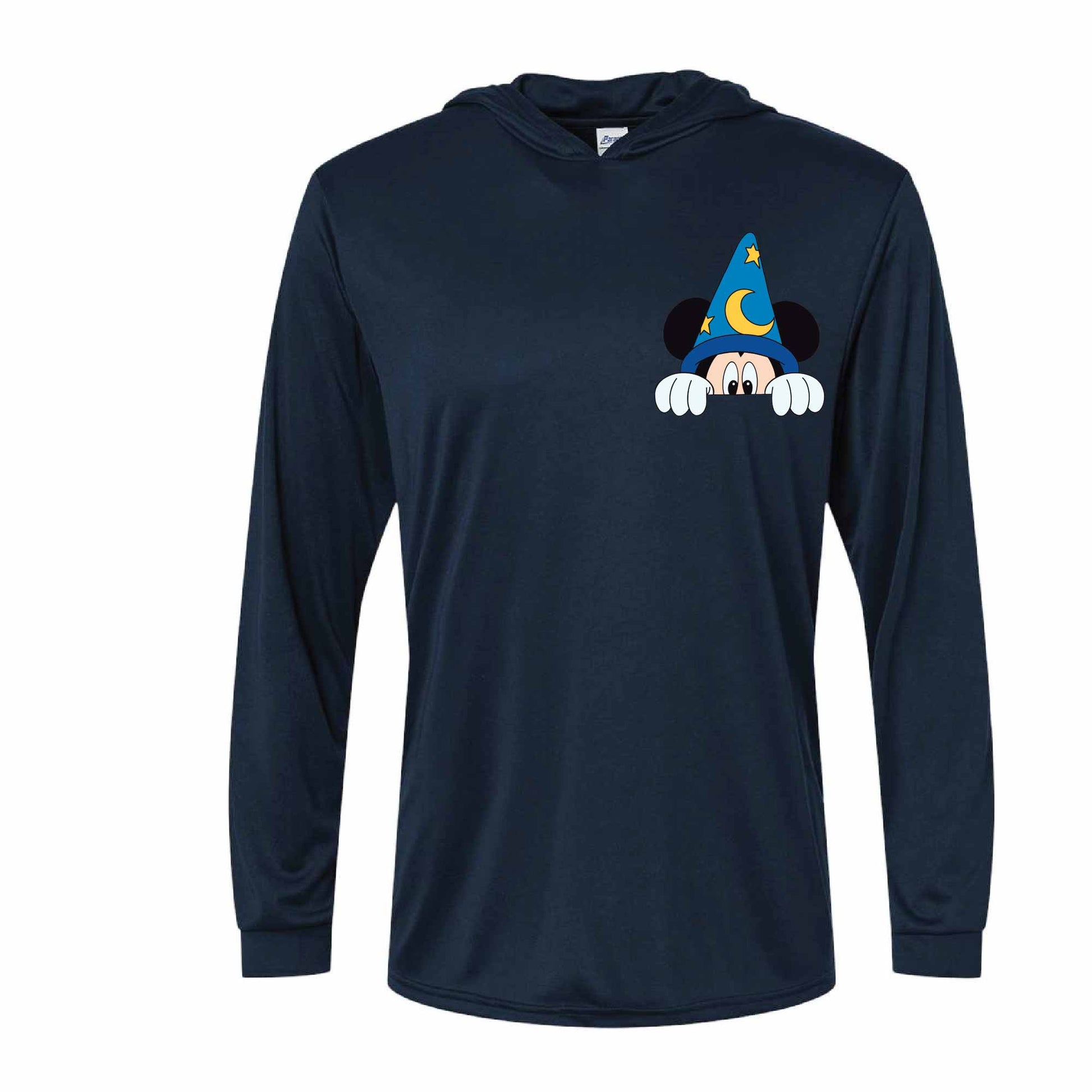 Sorcerer Mickey-Inspired 50+ UPF Unisex Dri-Fit Performance Hooded Long Sleeve Sleeve Shirt 