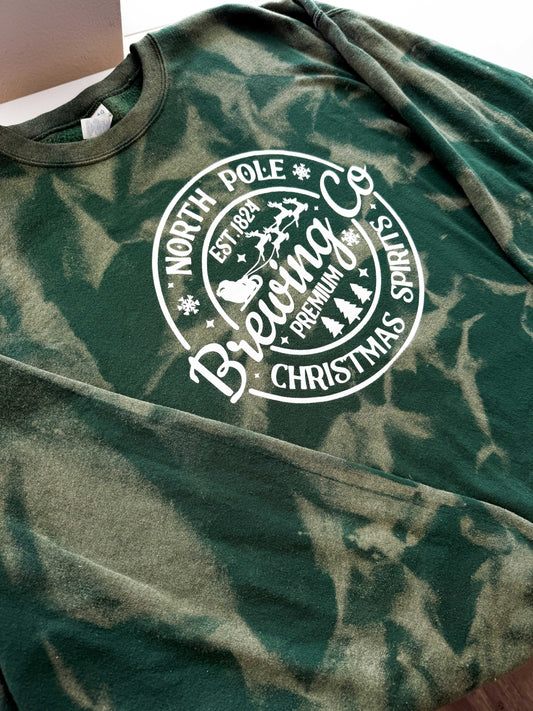 North Pole Brewing Co. Christmas Spirit Green Reverse Dye Sweatshirt