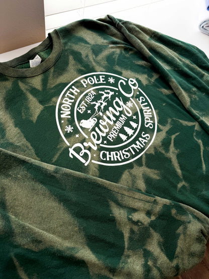 North Pole Brewing Co. Christmas Spirit Green Reverse Dye Sweatshirt 