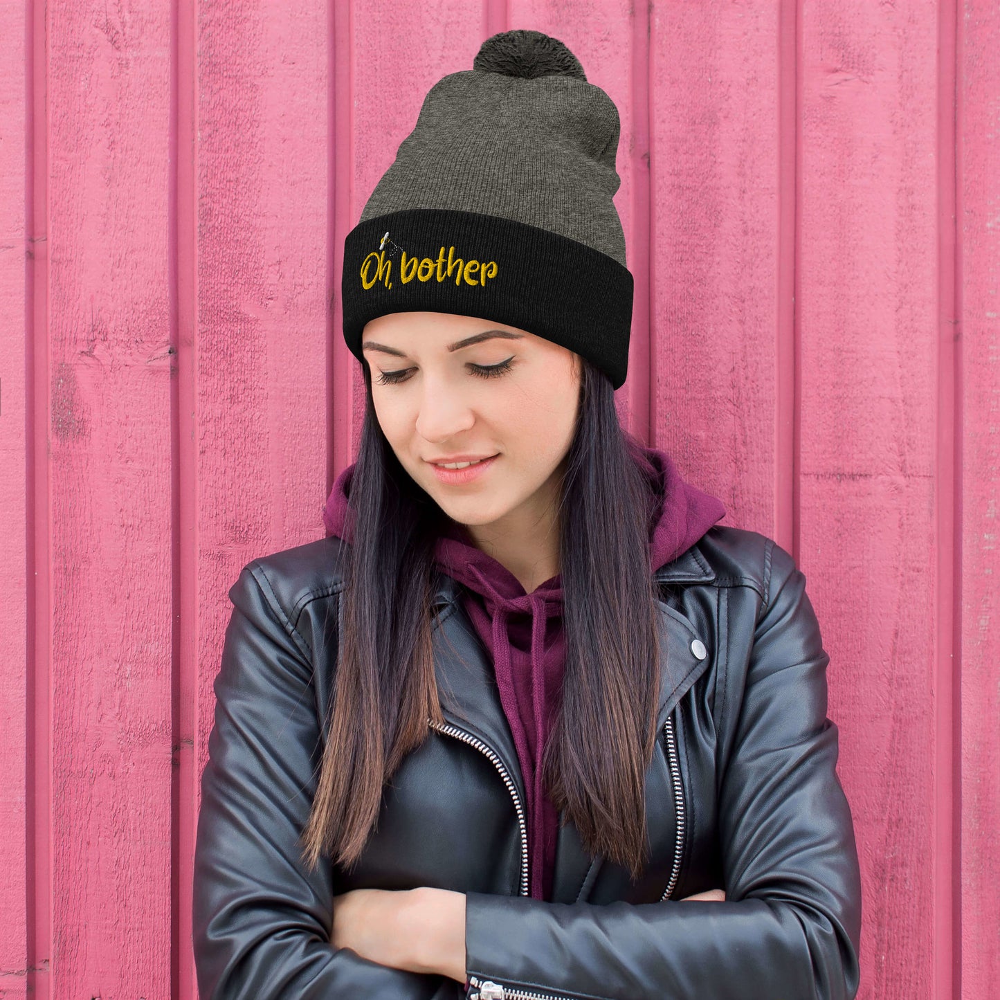Oh bother Winnie The Pooh Beanie Black/Gray Product mockup