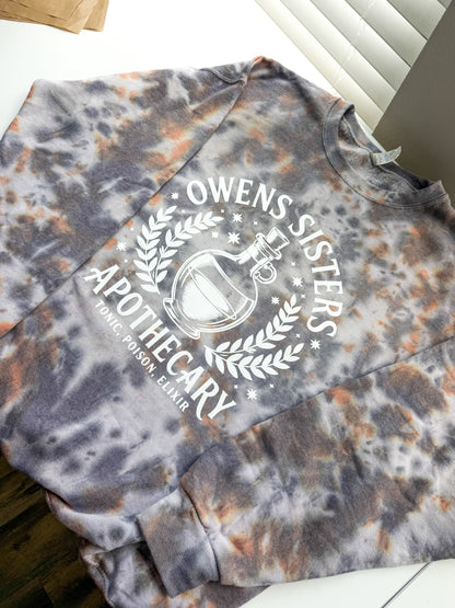 Owens Sisters Apothecary Tie Dye Crewneck Sweatshirt – Practical Magic Inspired Witch Sweatshirt 