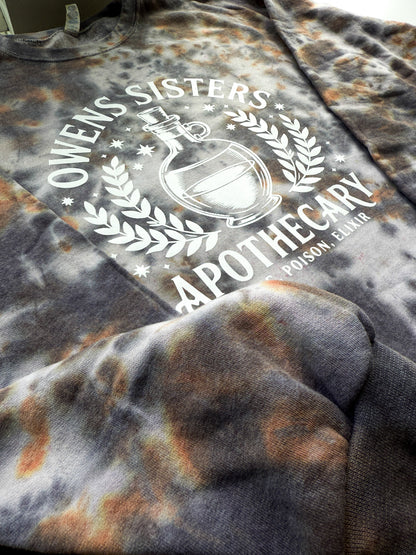 Owens Sisters Apothecary Tie Dye Crewneck Sweatshirt – Practical Magic Inspired Witch Sweatshirt 