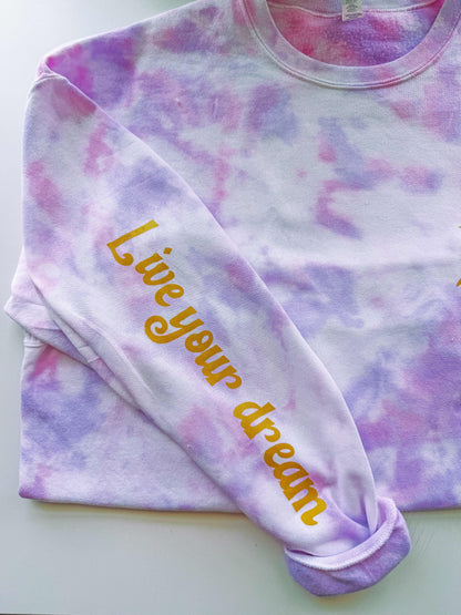 Live Your Dream Tangled Rapunzel Inspired Tie Dye Crewneck Sweatshirt, WDW Princess Inspired Sweatshirt 