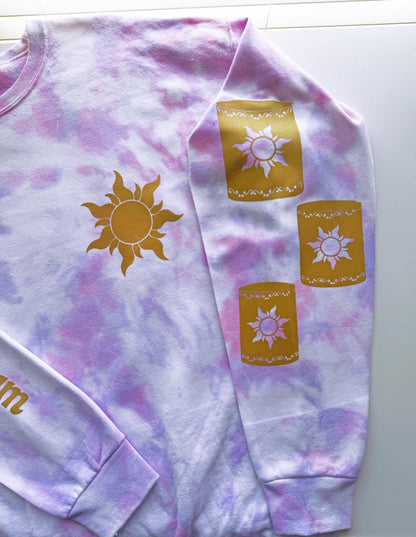 Live Your Dream Tangled Rapunzel Inspired Tie Dye Crewneck Sweatshirt, WDW Princess Inspired Sweatshirt 