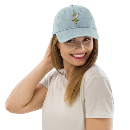 TinkerBell-Inspired Embroidered Denim Hat - Front View