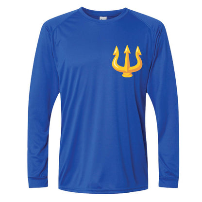 Triton's Trident Little-Mermaid Inspired 50+ UPF Royal Blue Dri-Fit Performance Long Sleeve Shirt 