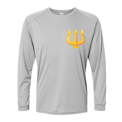 Triton's Trident Little-Mermaid Inspired 50+ UPF Silver Dri-Fit Performance Long Sleeve Shirt 