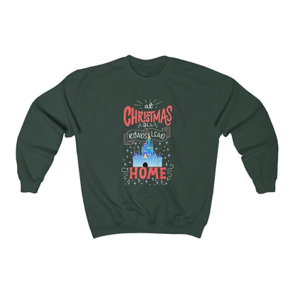 At Christmas all roads lead Home Magic Kingdom Unisex Heavy Blend™ Crewneck Sweatshirt 