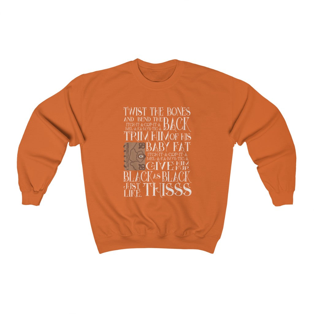 Twist the Bones and bend the back Hocus Pocus Spell Book Heavy Blend Crewneck Sweatshirt